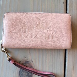 Coach Peach Leather Zip Wallet